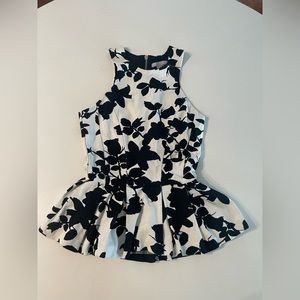 H&M black and white floral peplum top